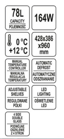 Witryna chłodnicza ekspozycyjna 78 L oświetlenie LED biała Yato